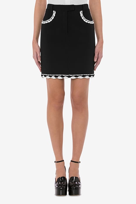 Crochet Details Casy Skirt in Black