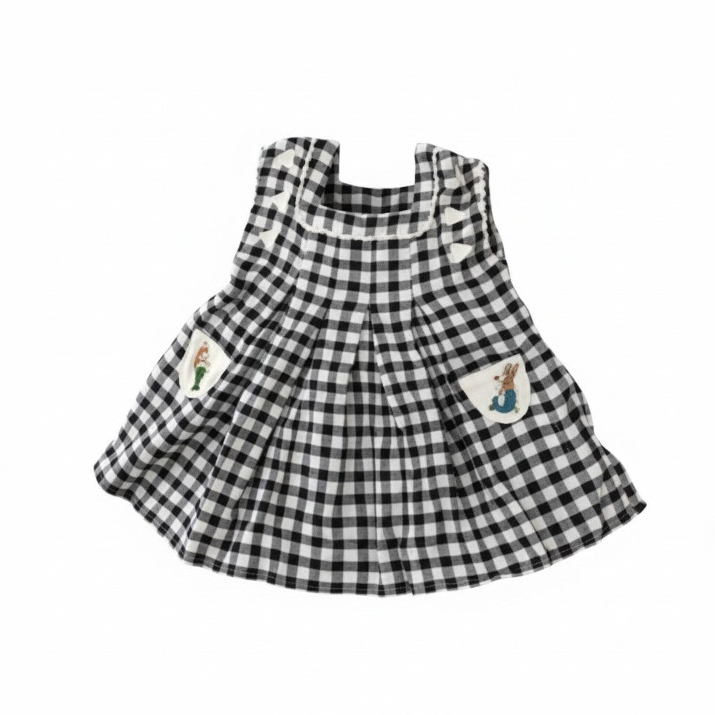 Stella McCartney Girls Blue Check Dress with Mermaid Embroidery