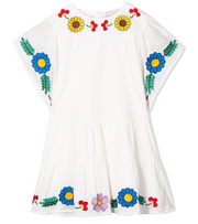Stella McCartney Girls Kimono Dress with Embroidery in White