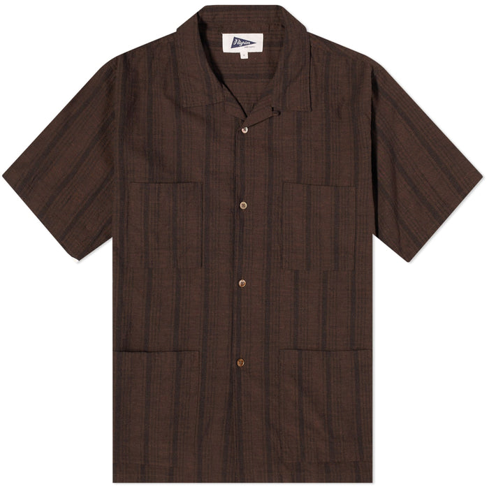 Pilgrim Men's Brown Amedeo Short Sleeve Shirt in Walnut