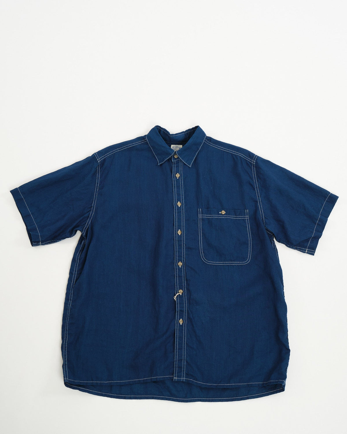 Orslow Mens Short Sleeve Indigo Linen Shirt