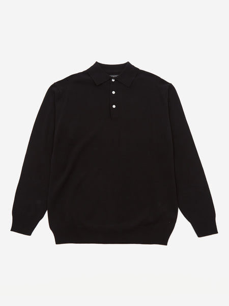 Beams Mens Knit Polo Black 12G Sweatshirt