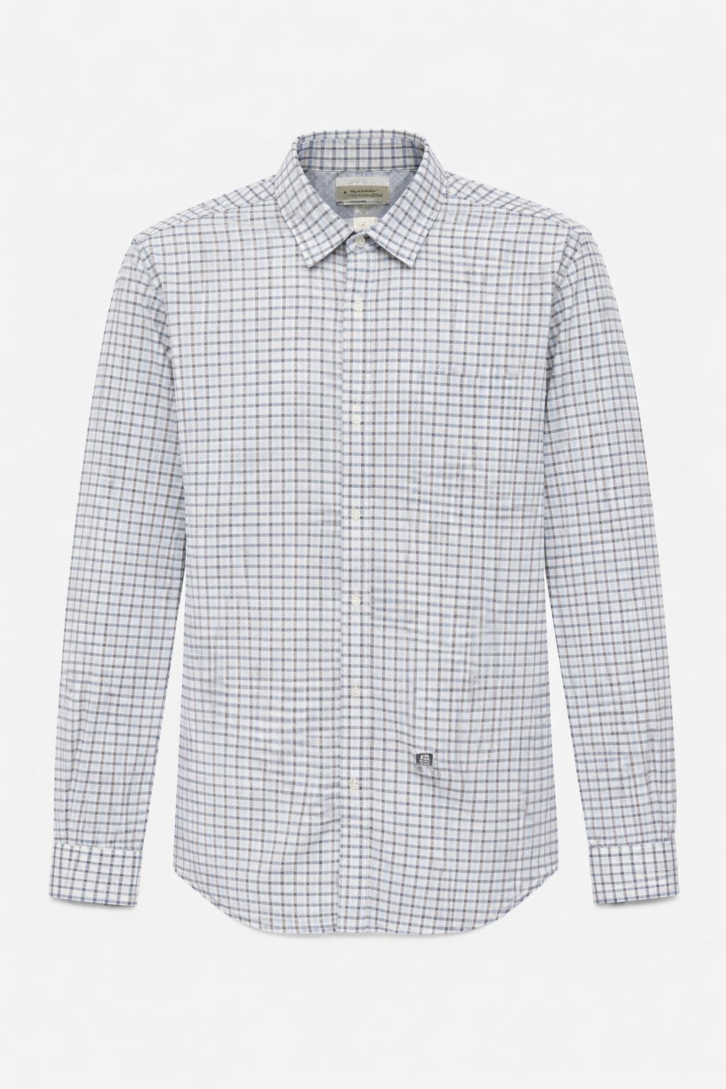 Diesel Mens White & Blue Checked Shirt