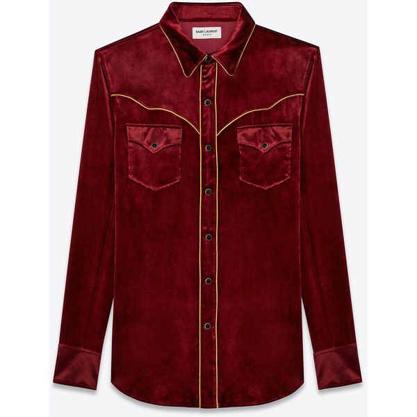 Saint Laurent Men's Long Sleeve Shirt in Red