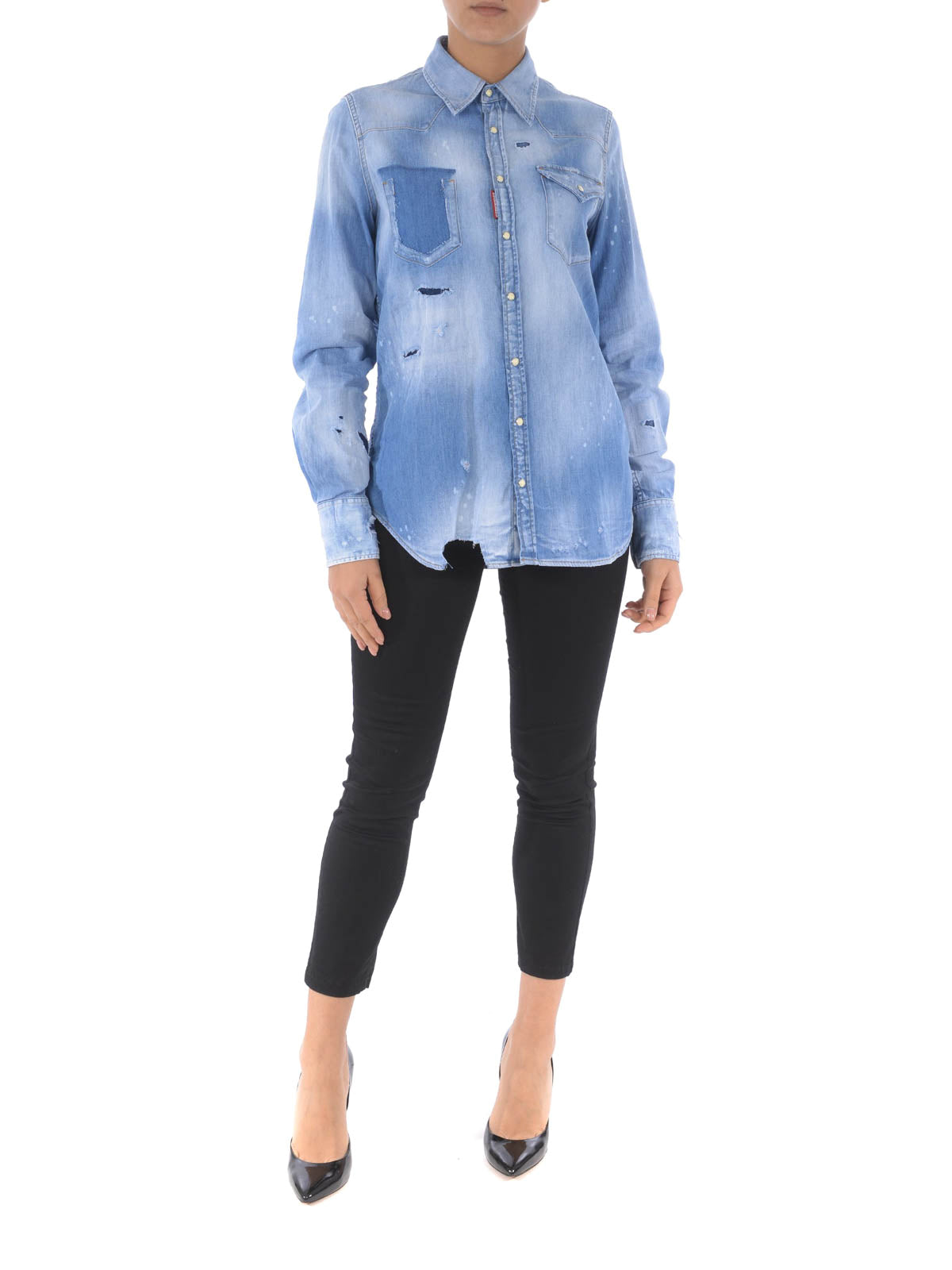 Dsquared2 Women's Long Sleeve Shirt in Blue