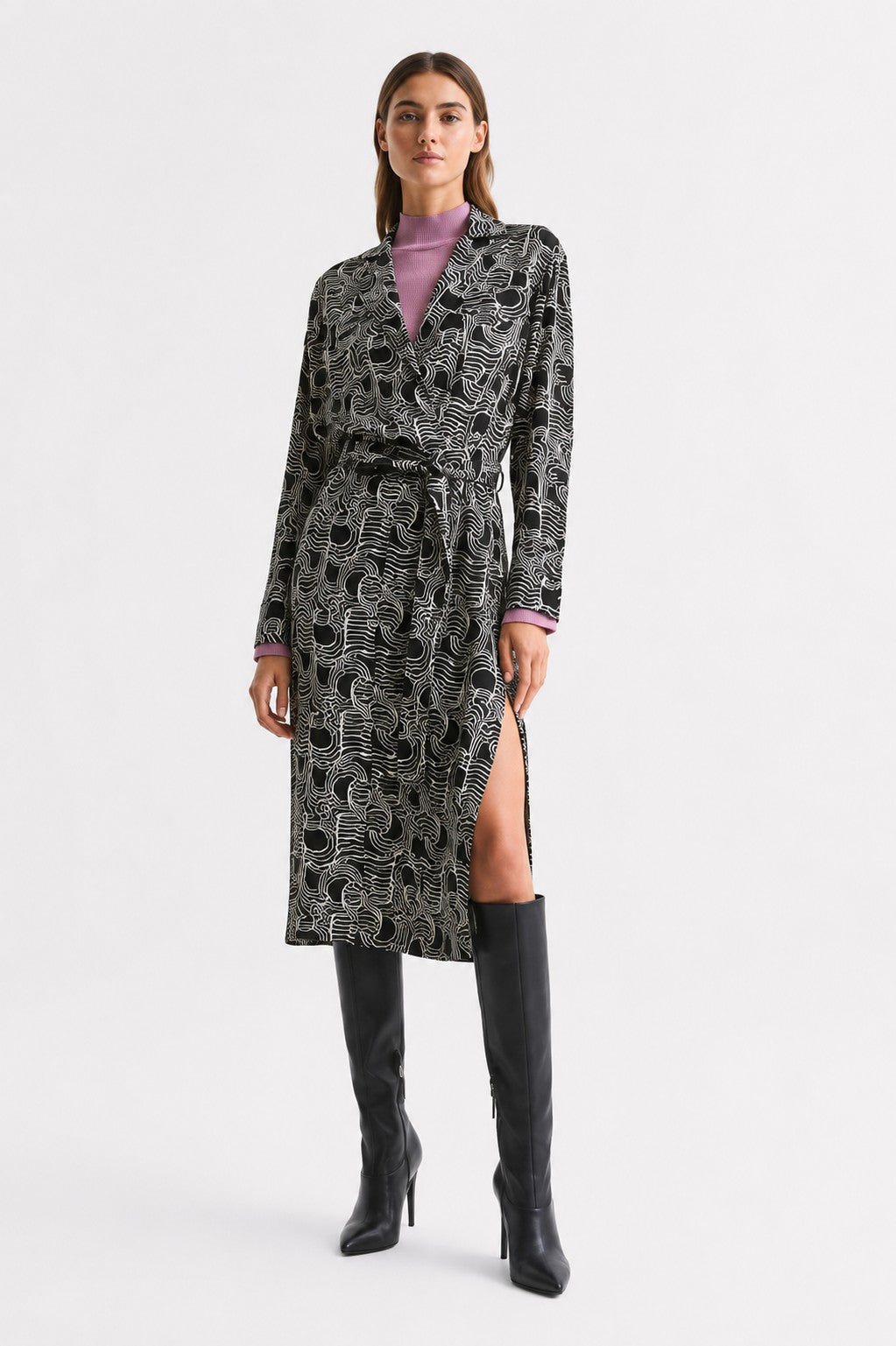 Reiss Georgina Dress in Cream & Black
