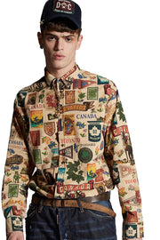 Dsquared2 Men's Long Sleeve Shirt in Beige