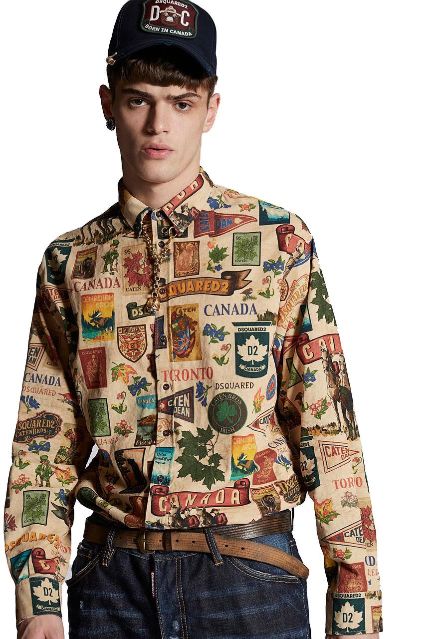 Dsquared2 Men's Long Sleeve Shirt in Beige