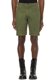 Bermuda Shorts in Double Smiley Logo Overdyed Denim in Green