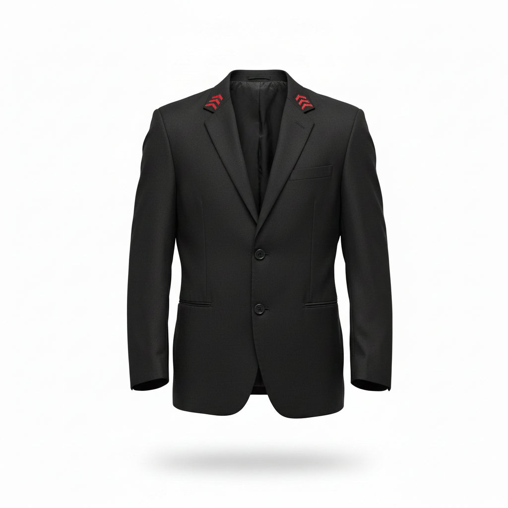 Lanvin Mens Black Blazer with Red Chevrons