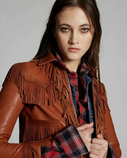 Dsquared2 Women's Leather Jacket in Brown
