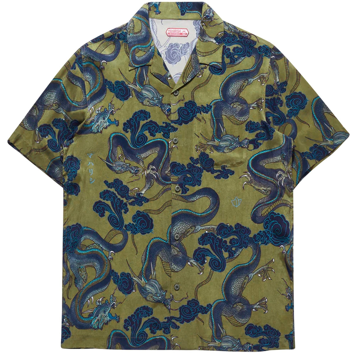 Mens Maharishi Cloud Dragon Shirt In Olive