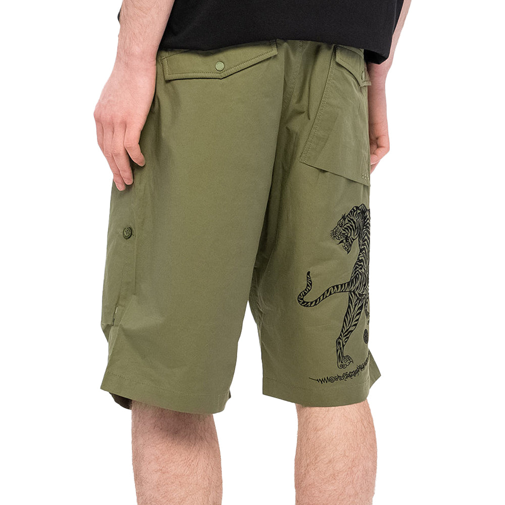 Maharishi Mens Yant Tiger Shorts Olive