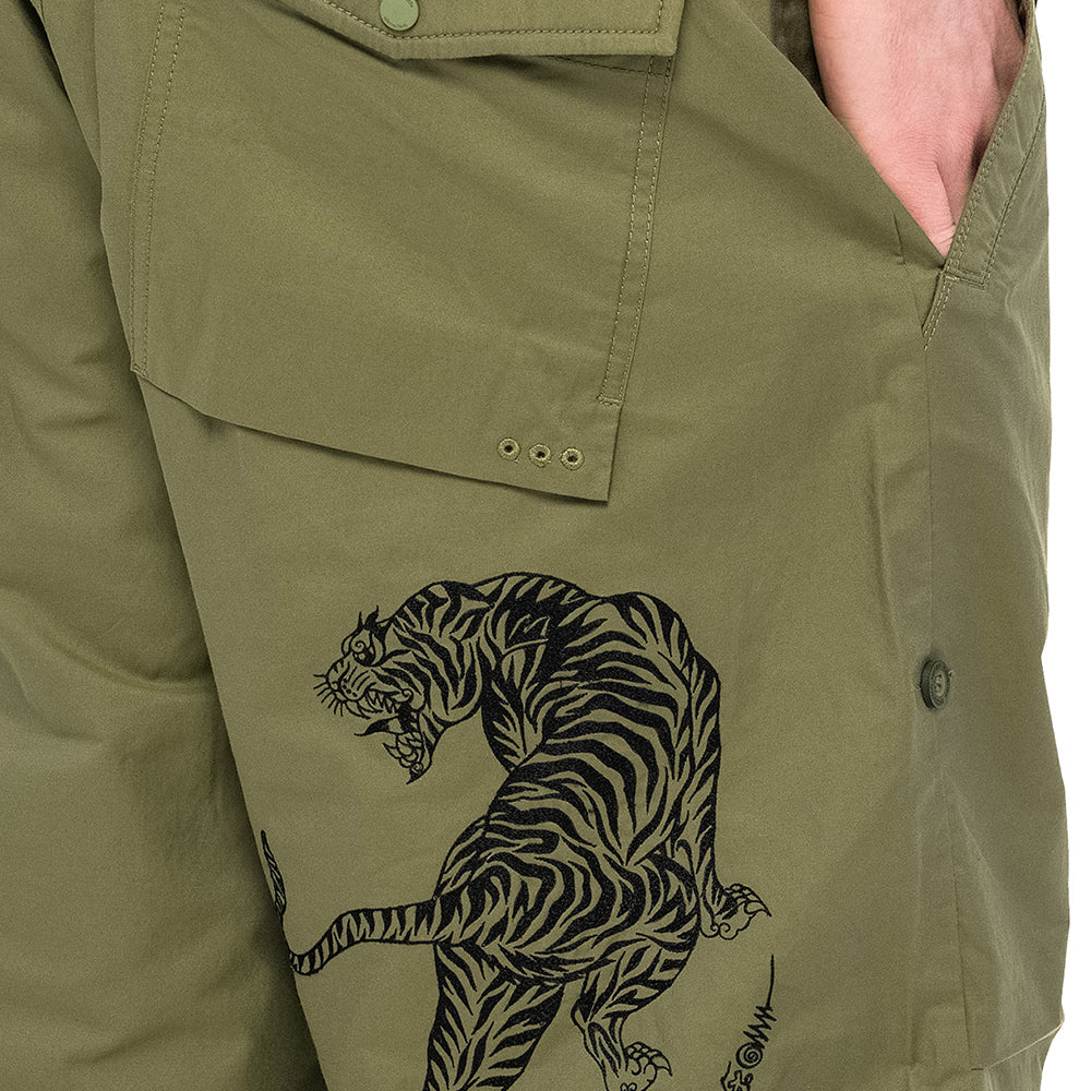 Maharishi Mens Yant Tiger Shorts Olive