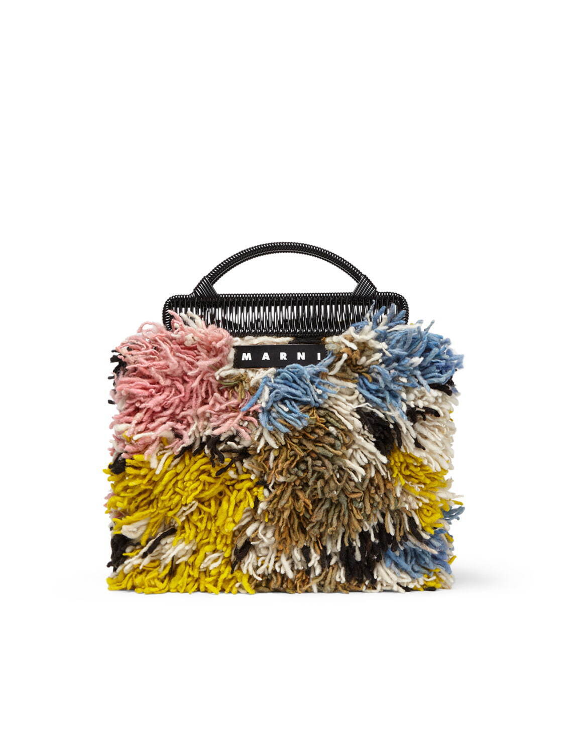 Marni Unisex Market Tufted Wool Top Handle Bag in Multicolour