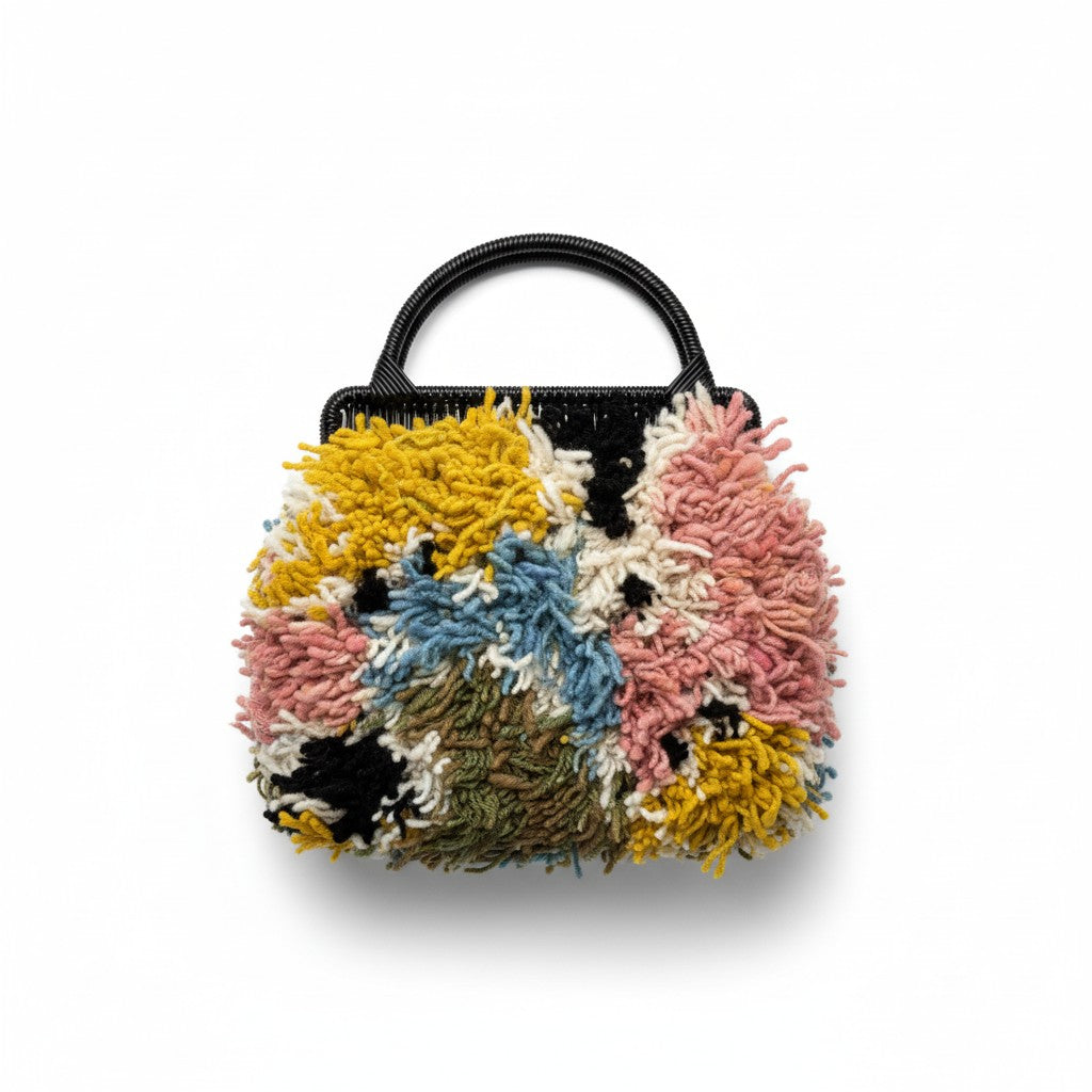 Marni Unisex Market Tufted Wool Top Handle Bag in Multicolour