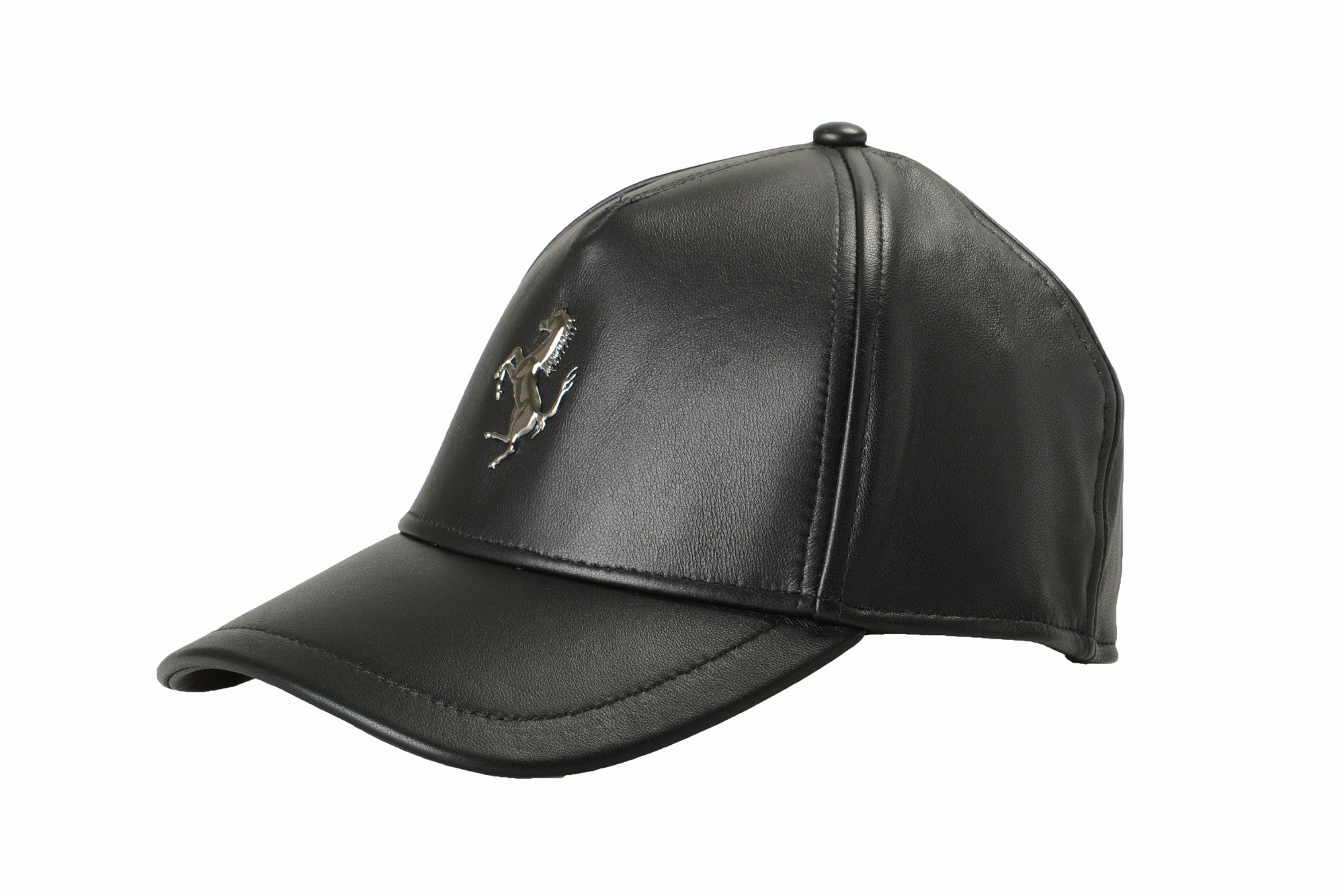 Ferrari Unisex Urban 100% Leather Cap in Black