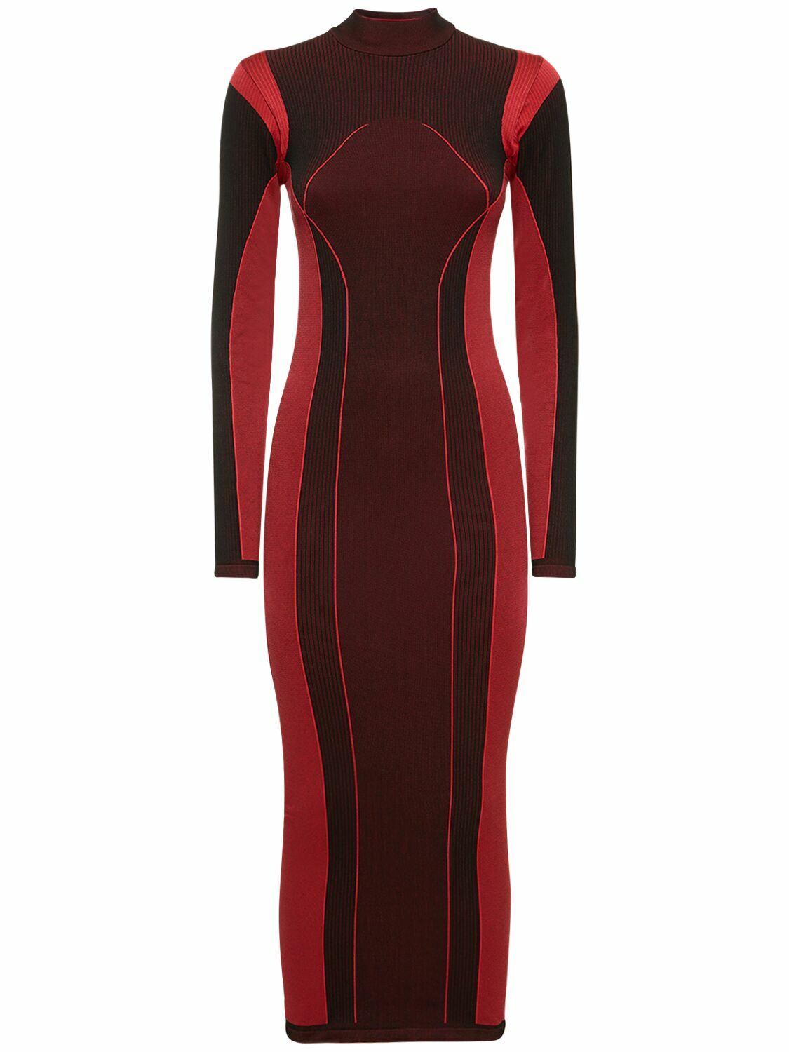 Ferrari Womens Long Sleeve Tech Jersey Midi Dress in Red