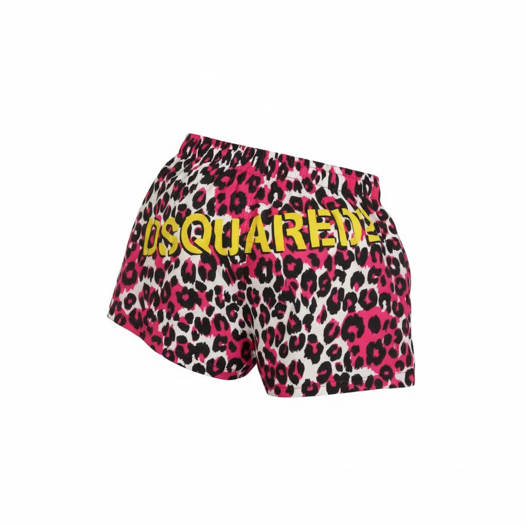Dsquared2 Mens Pink Leopard Print Swim Shorts