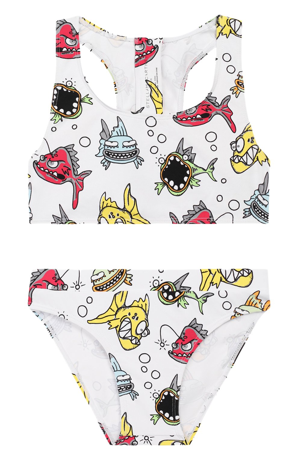 Stella McCartney Girls Angry Fish Swim Bikini in White