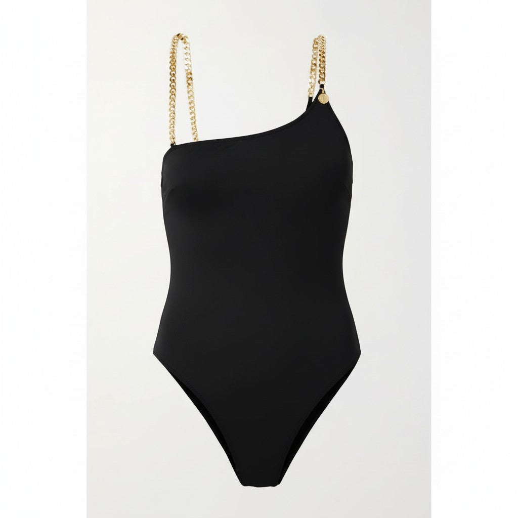 Stella McCartney Womens Falabella Chain-embellished Swimsuit In Black