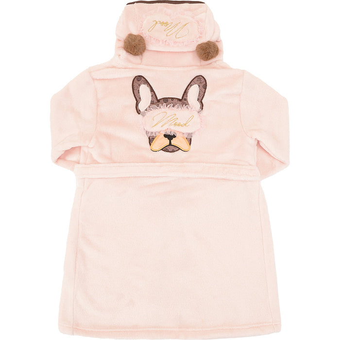 River Island Mini Girls Pink Frenchie Eyemask Cosy Robe