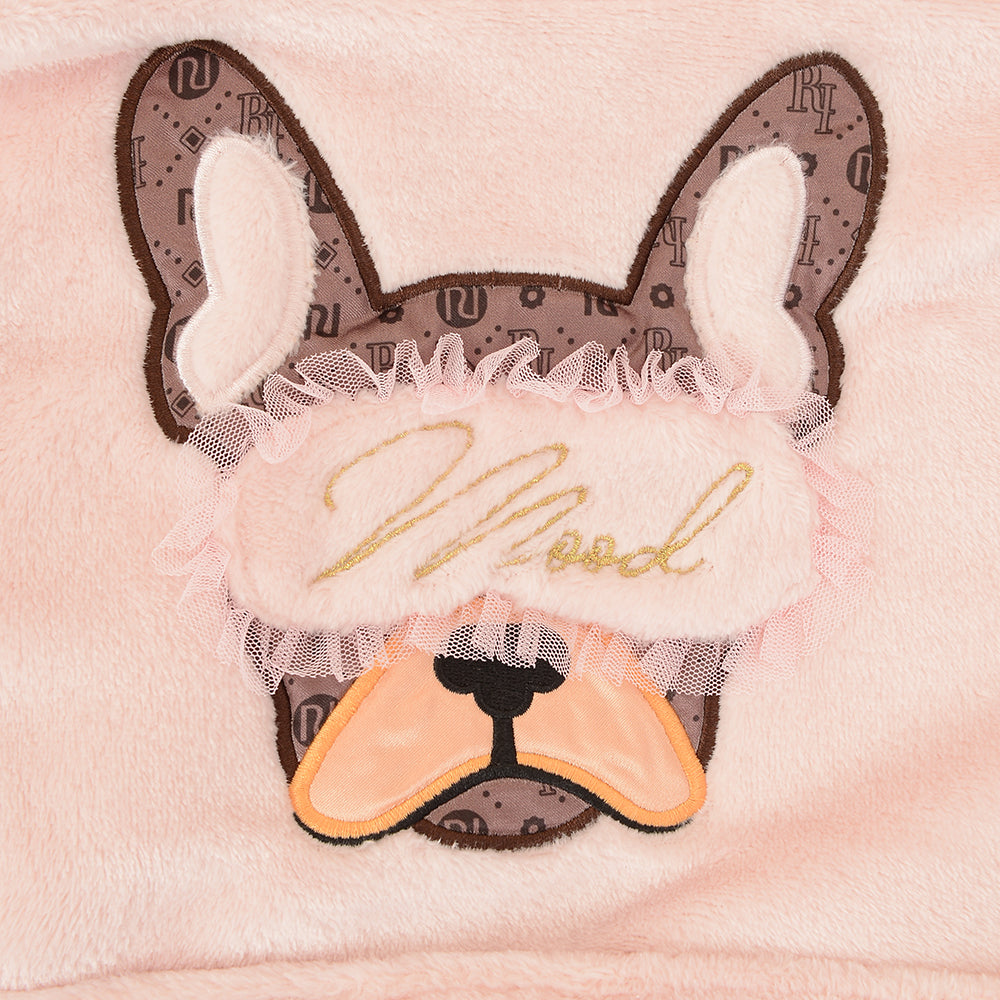 River Island Mini Girls Pink Frenchie Eyemask Cosy Robe