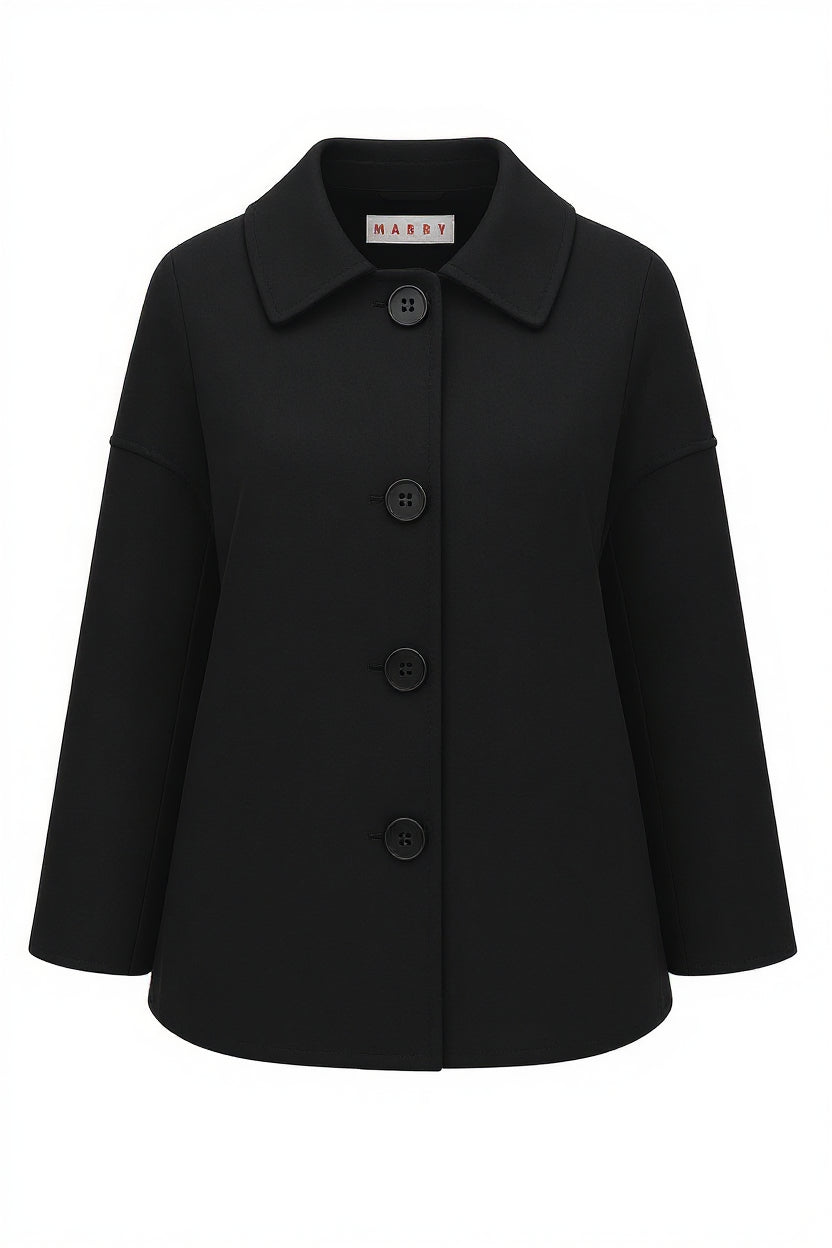 Marni Womens Black Double Wool Cashmere Coat