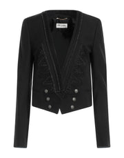 Saint Laurent Women's Deep Neck Embellished Blazer