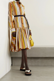 Marni Womens Striped Poplin Midi Shirt Dress