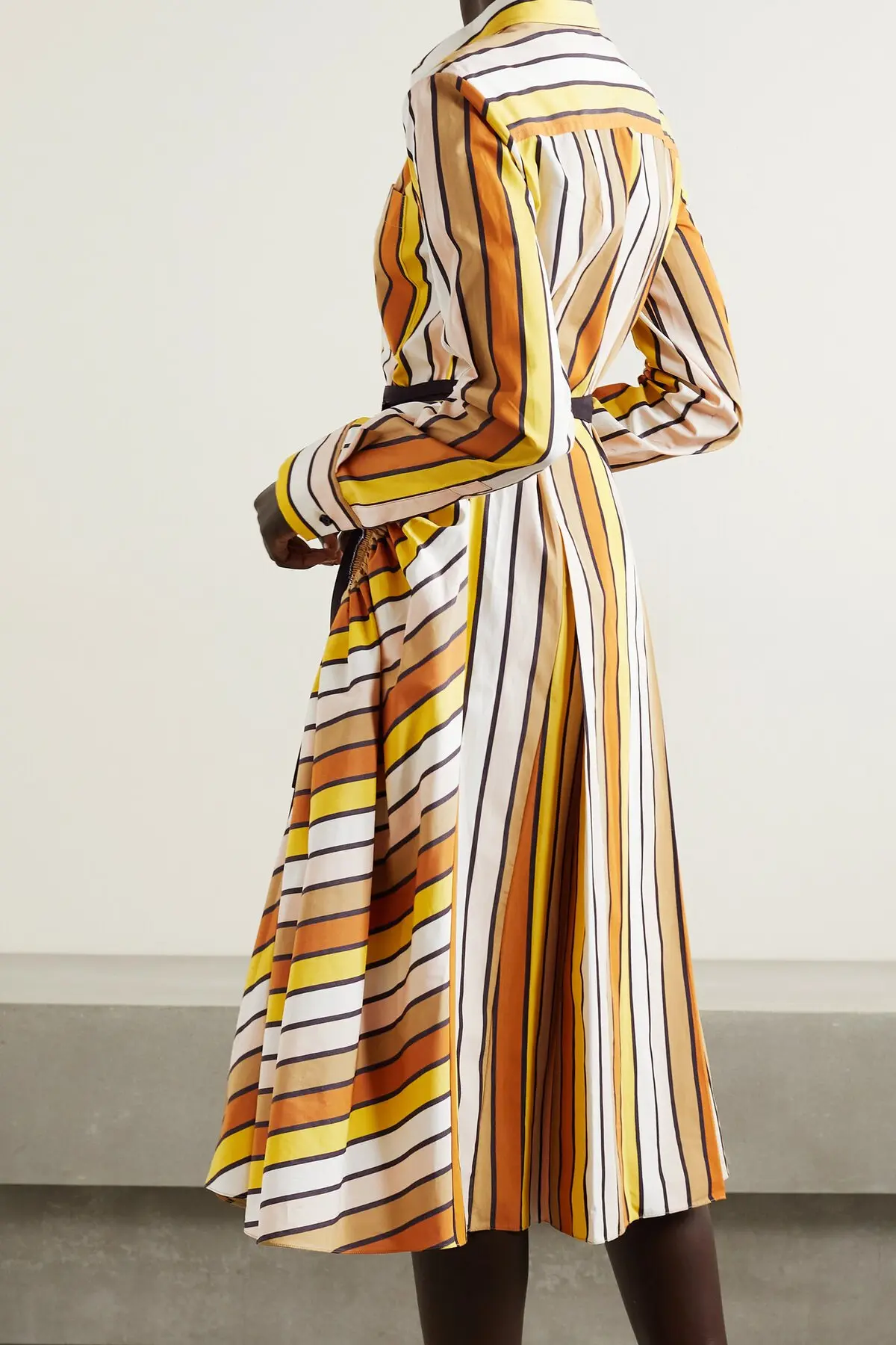 Marni Womens Striped Poplin Midi Shirt Dress