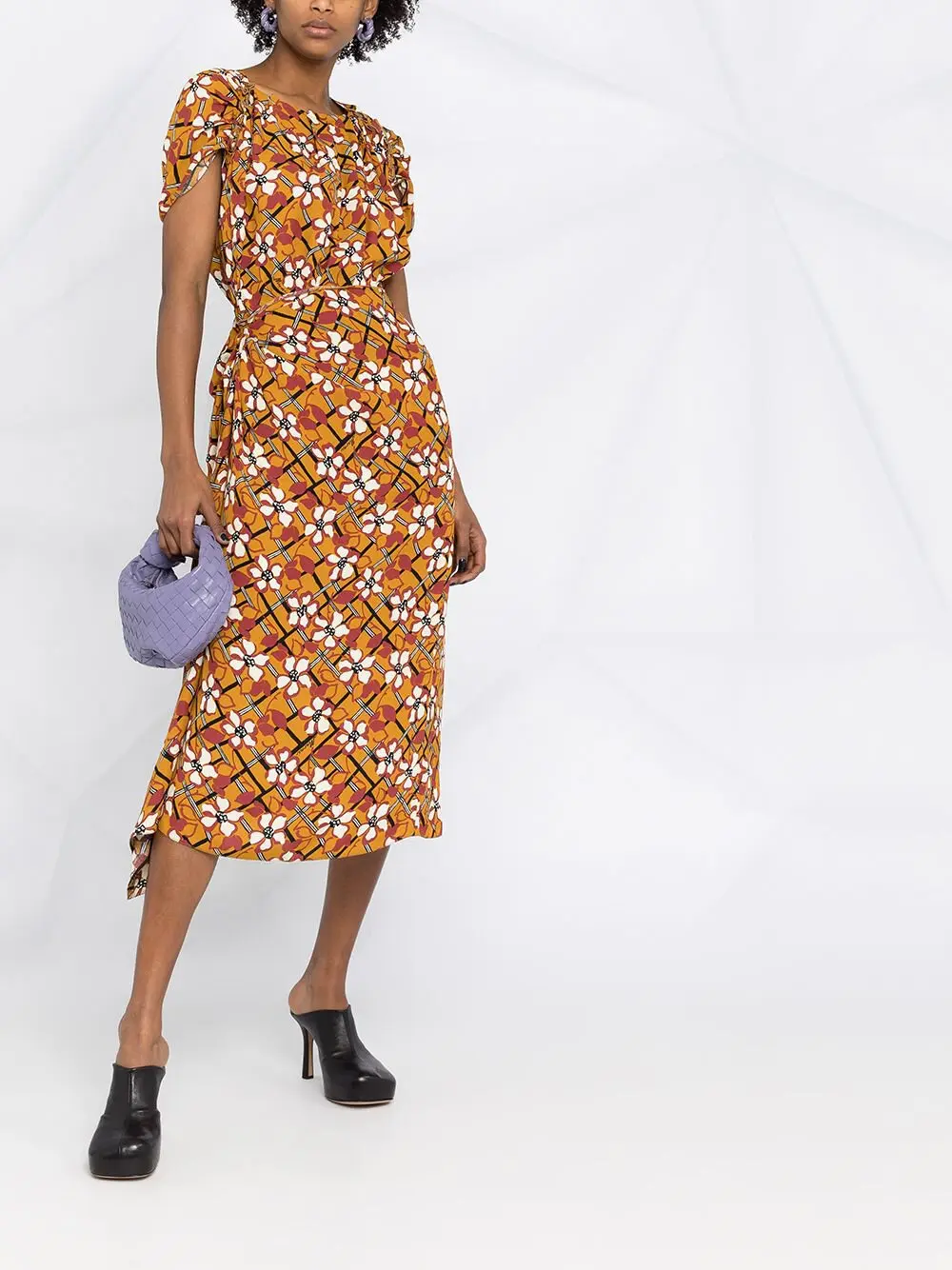 Marni Womens Floral Print Midi Dress in Multi