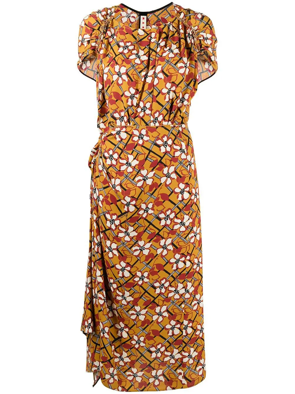 Marni Womens Floral Print Midi Dress in Multi