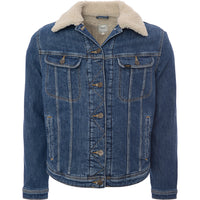 Lee Women's Sherpa Denim Jacket in Mid Blue