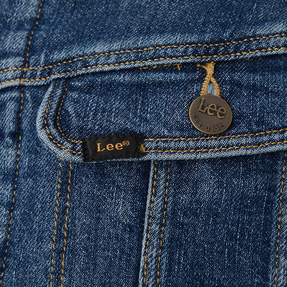 Lee Women&#39;s Sherpa Denim Jacket in Mid Blue