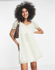 French Connection Womens Ditsy Floral Print Mini Dress In Green