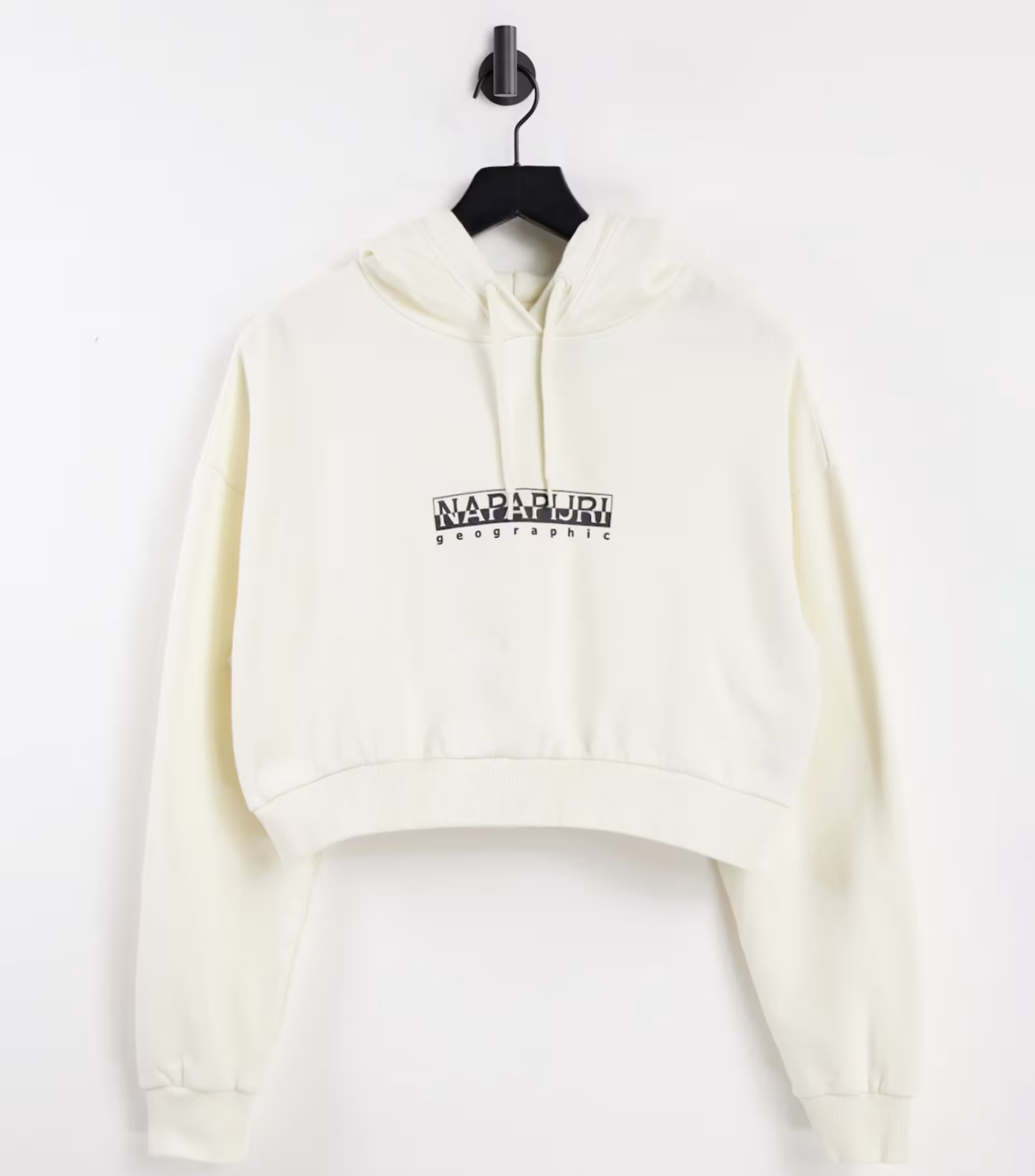 Napapijri Womens Box Cropped Hoodie in Off White