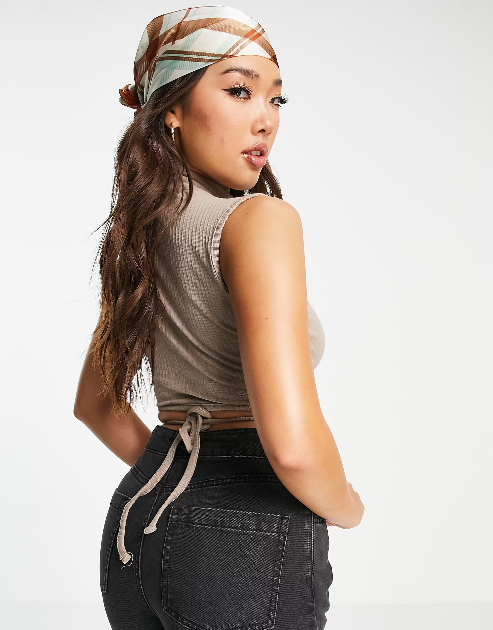 Missguided Womens Wrap Top With Tie Detail in Taupe