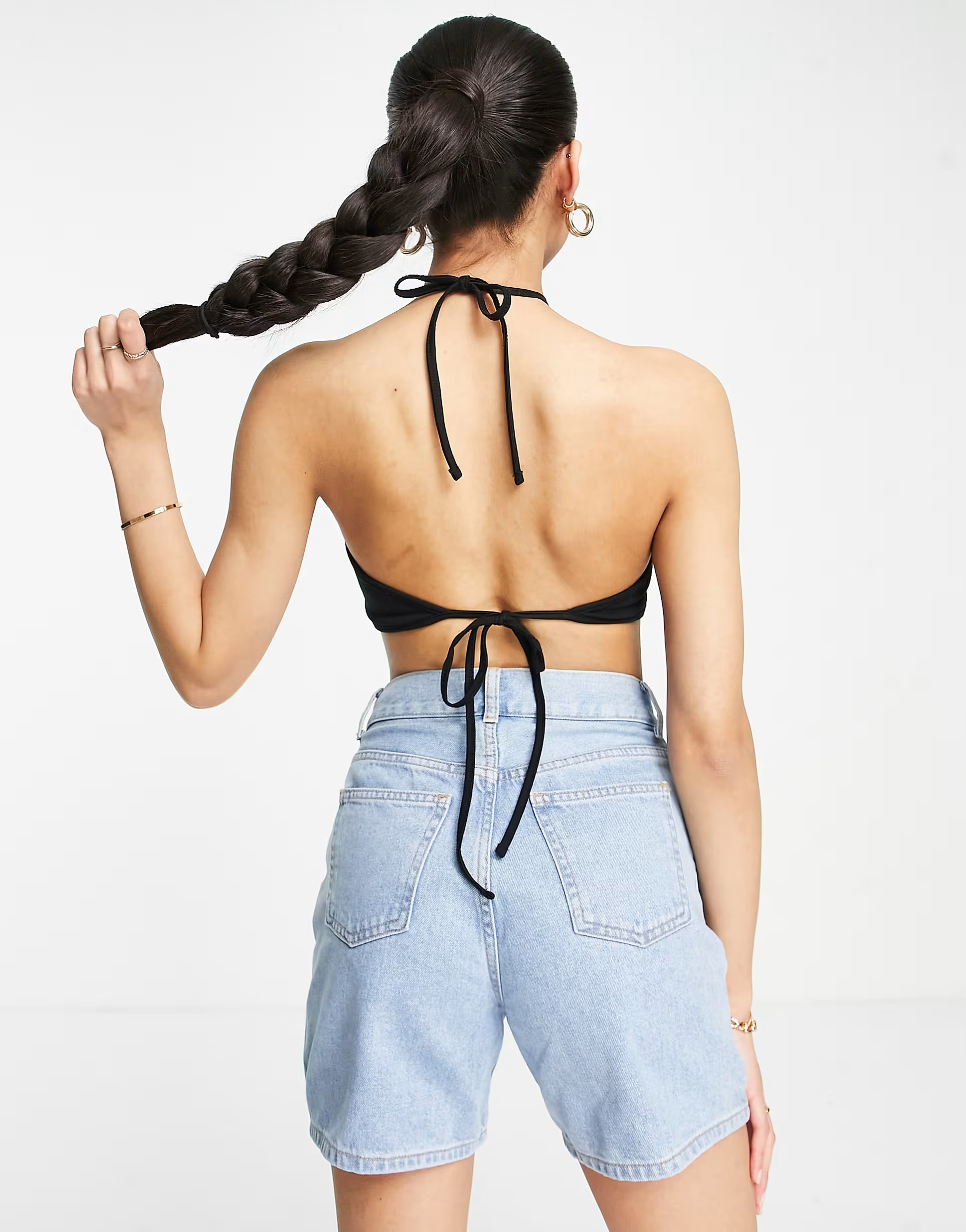 Cotton:On Womens Halter Neck Crop Tank In Black