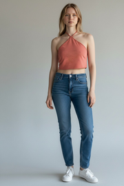 Cotton:On Womens One Shoulder Cut Out Crop Tank in Honey Pink