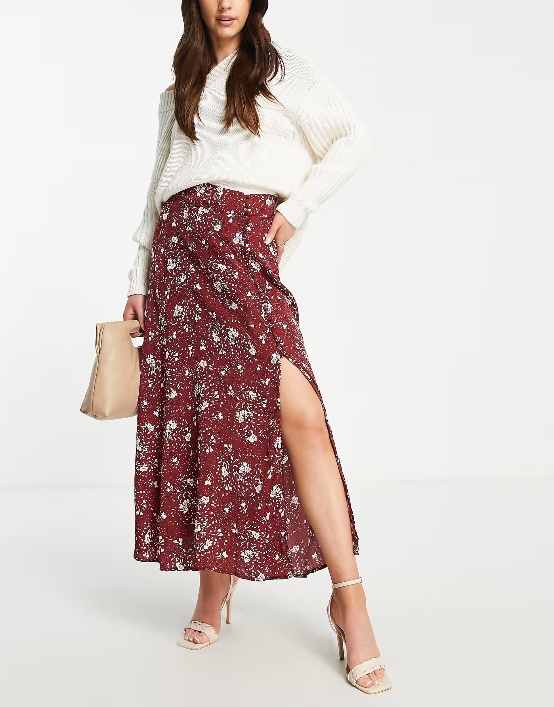 Free People Womens Button Down Sammy Midi Skirt in Vintage Floral