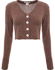 Glamorous Womens Brown Melange Relaxed Cropped Cardigan in Brown