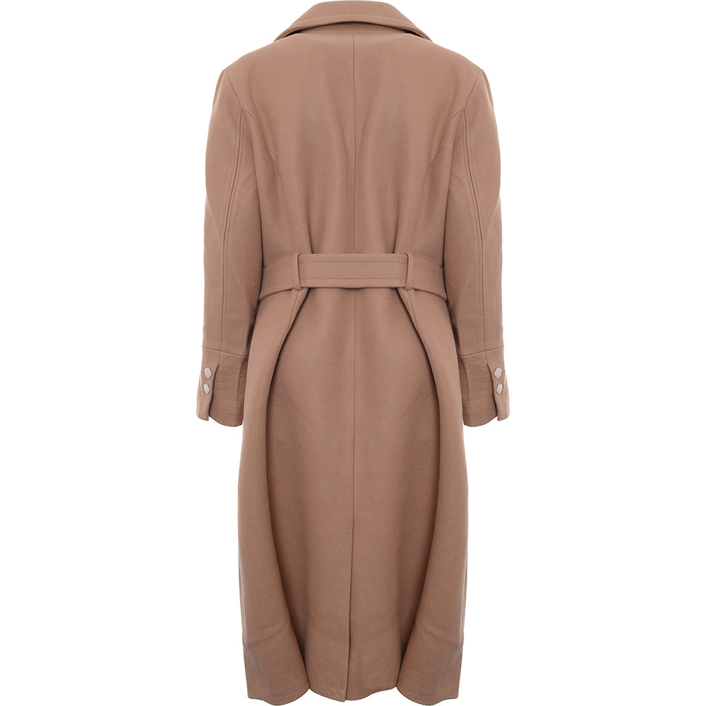 Forever New Women's Camel Curve Wrap Tie Smart Midi Formal Coat
