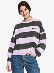 Womens Quiksilver Palm Roots Striped Sweatshirt in Purple