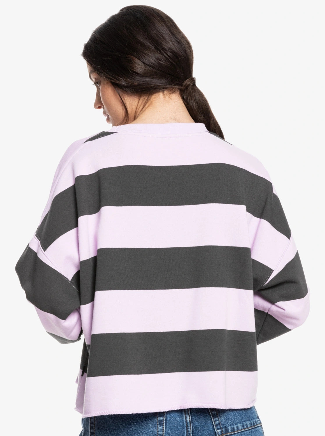 Womens Quiksilver Palm Roots Striped Sweatshirt in Purple