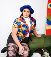 Womens Labelrail X Francesca Perks Check Print Velvet Shirt in Multi Co-Ord