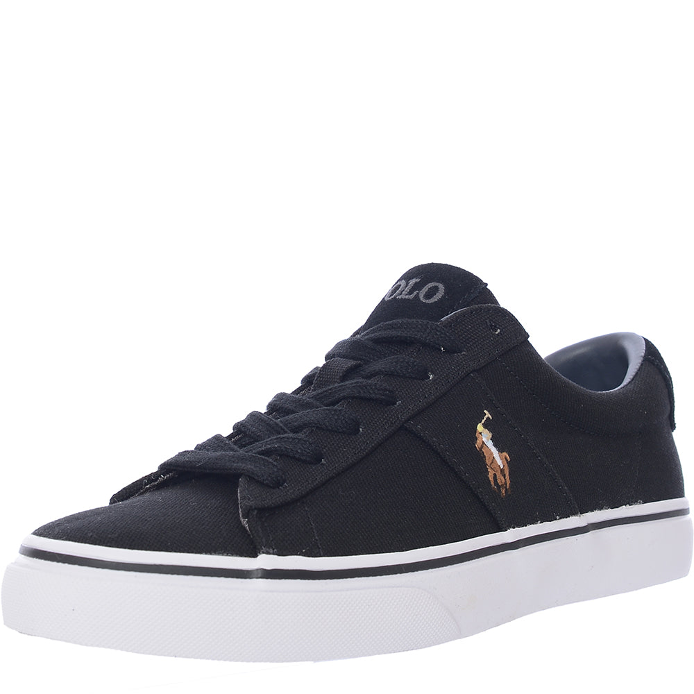 Polo Ralph Lauren Men's Black Canvas Sayer Trainer With Multi Pony Logo