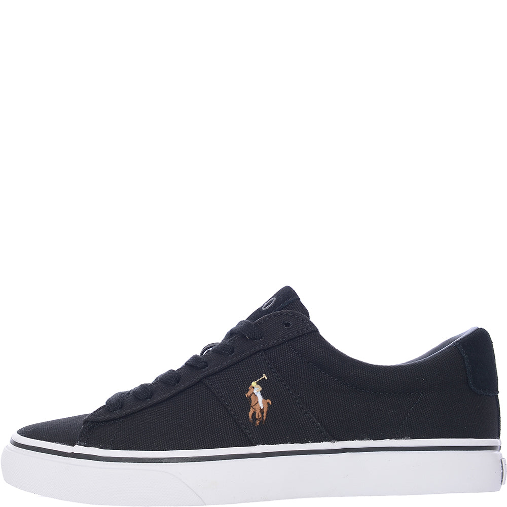 Polo Ralph Lauren Men's Black Canvas Sayer Trainer With Multi Pony Logo