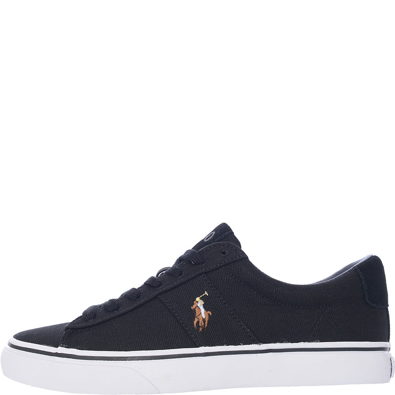 Polo Ralph Lauren Men's Black Canvas Sayer Trainer With Multi Pony Logo