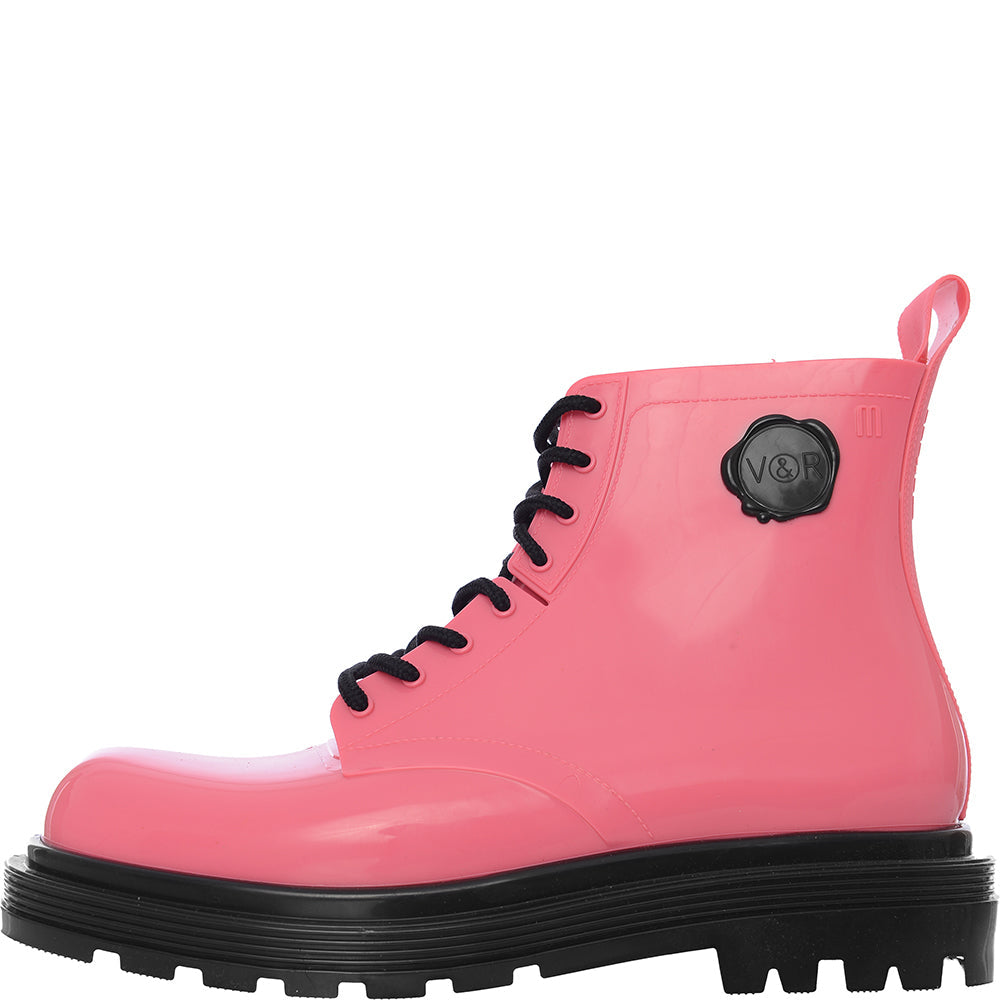 Viktor & Rolf Womens Pink Patent Lace-Up Boots